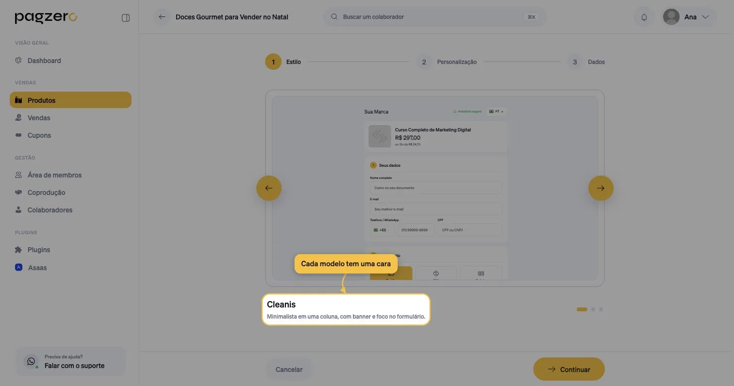 Modelo Cleanis: layout minimalista em uma coluna, com banner no topo e formulário abaixo